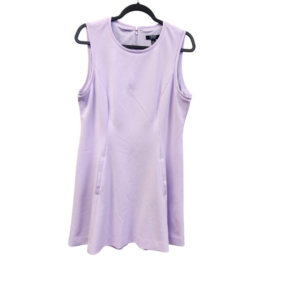 Chaps Womens 12Sleeveless Lavender A-Line Dress With Pockets  2552